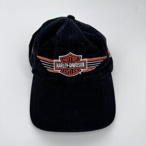 Vintage Head Shots Harley Davidson Black Velvet Strapback Hat/Cap Montgomery, AL